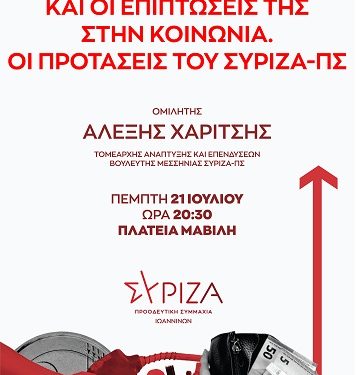 Επίσκεψη του Τομεάρχη Ανάπτυξης και Επενδύσεων του ΣΥΡΙΖΑ-ΠΣ Αλέξη Χαρίτση στα Ιωάννινα- Ομιλία σε Πολιτική Εκδήλωση.