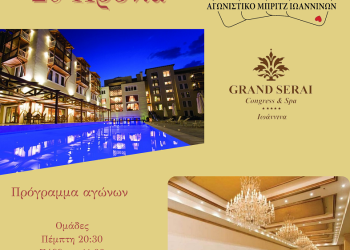 Επετειακό Πρωτάθλημα Μπριτζ για τον εορτασμό των 20 χρόνων λειτουργίας του Αγωνιστικού Μπριτζ Ιωαννίνων