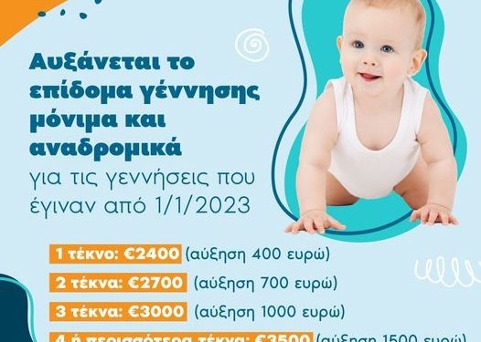 Νέα μέτρα της κυβέρνησης για τη στήριξη των νέων γονέων-Στα 2.400 ευρώ το επίδομα γέννησης