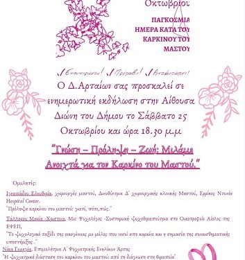 25 Οκτωβρίου – Παγκόσμια Ημέρα κατά του Καρκίνου του Μαστού