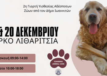2η Γιορτή Υιοθεσίας Αδέσποτων Ζώων από τον Δήμο Ιωαννιτών 19 και 20 Δεκεμβρίου  στο Πάρκο Λιθαρίτσια